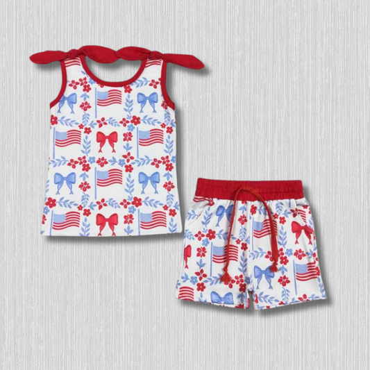 *PRE-ORDER* Patriotic Bows Shorts Set