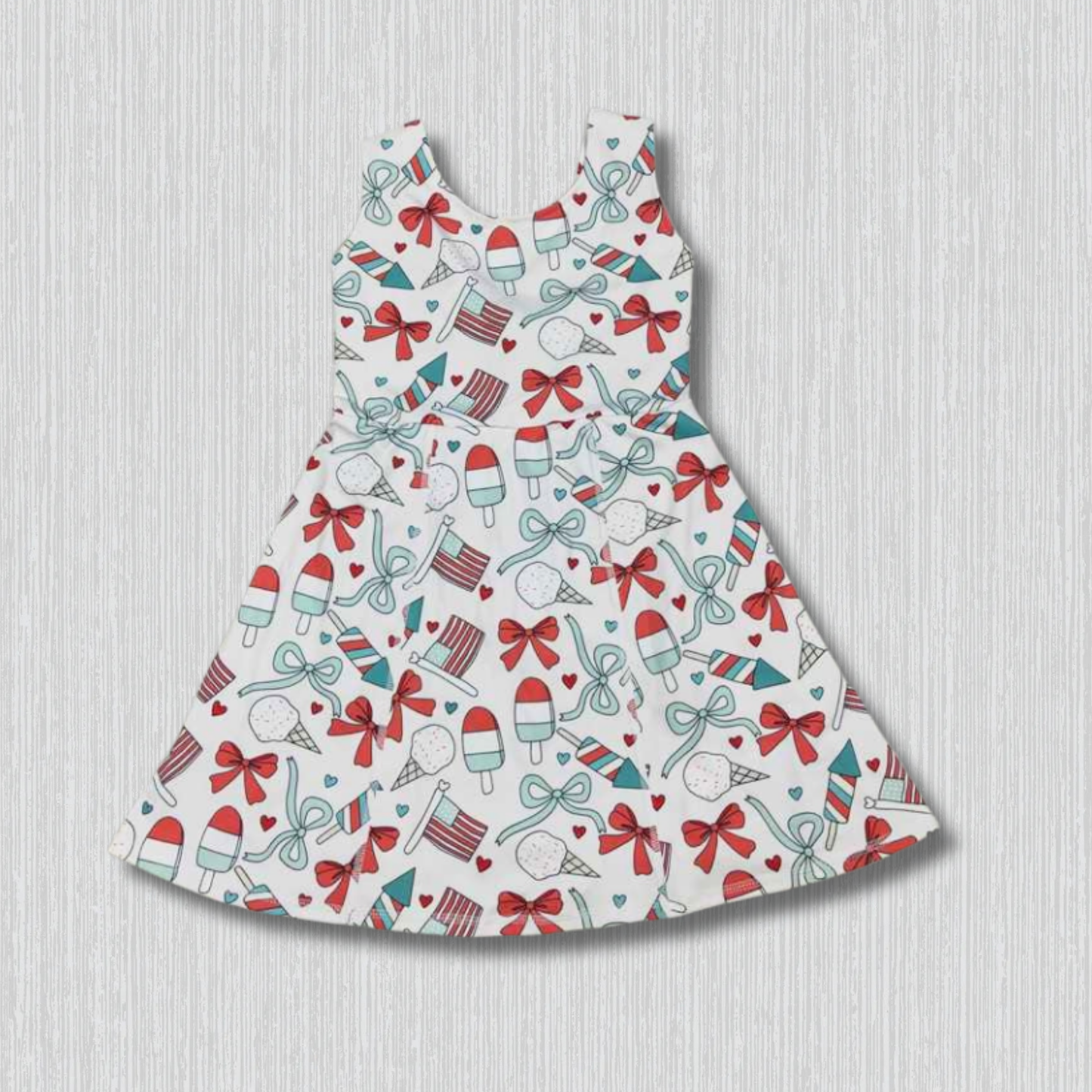 *PRE-ORDER* Patriotic Bows Twist Back Athletic Dress