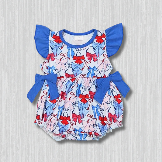 *PRE-ORDER* Patriotic - Bows Romper