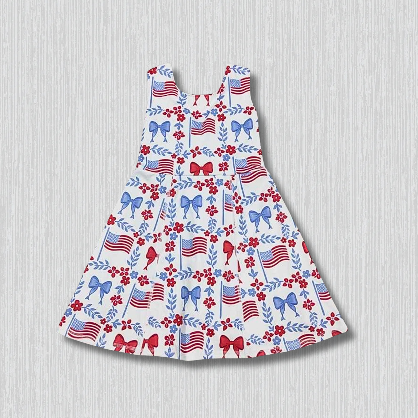 *PRE-ORDER* Patriotic Bows Twist Back Athletic Dress