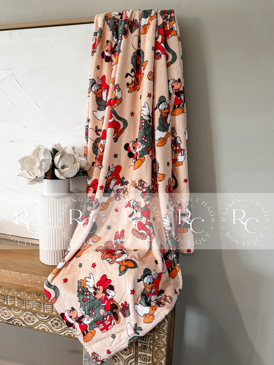 RTS - Christmas Minnie & Mickey Plush Blanket 50x60