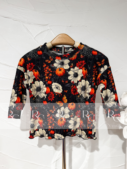 RTS - Fall Pumpkin Floral Lounge Top