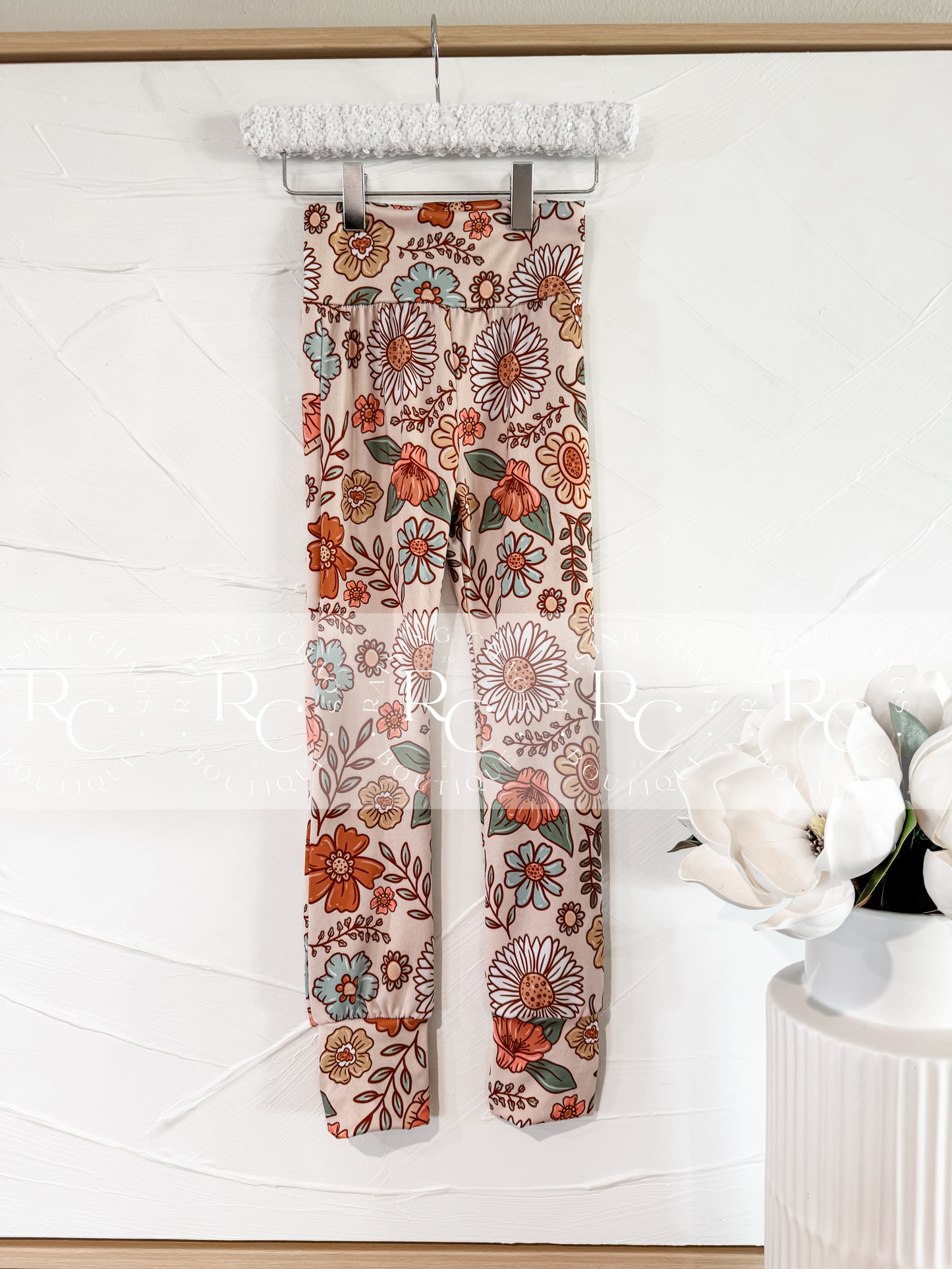 RTS - Fall Tan Floral Skinnies