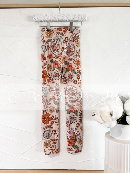 RTS - Fall Tan Floral Skinnies