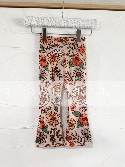 RTS - Fall Tan Floral Skinny Flares
