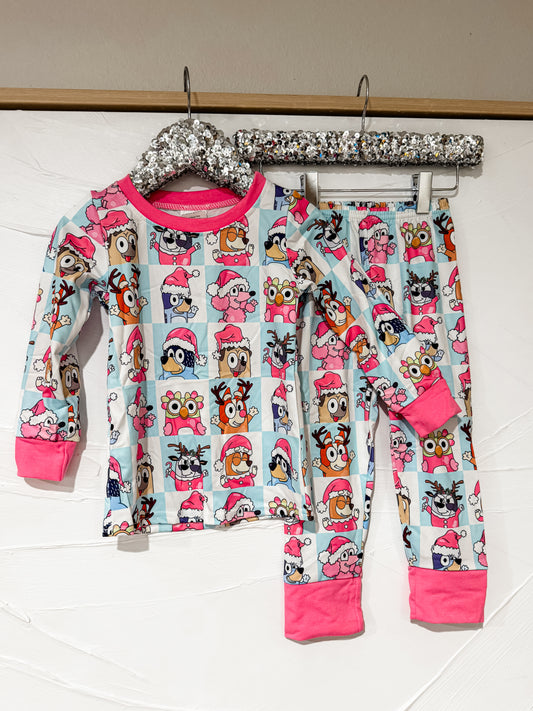 RTS - Pink Heeler Christmas Lounge Set