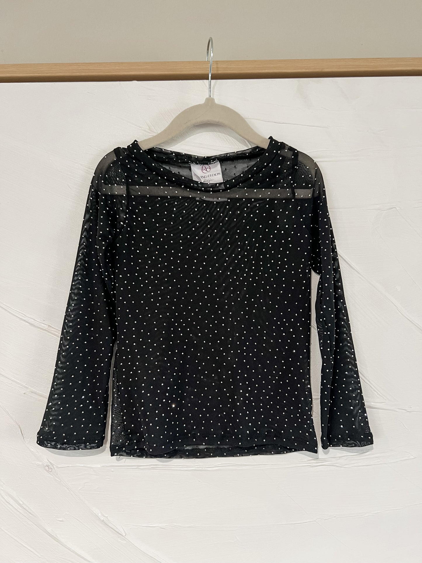 RTS *Handmade* Black Mesh Rhinestone Top