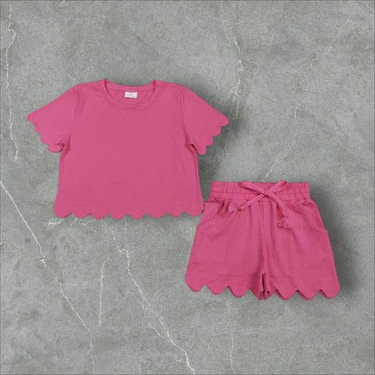 *PRE-ORDER* Pink Scallop Athletic Shorts Set