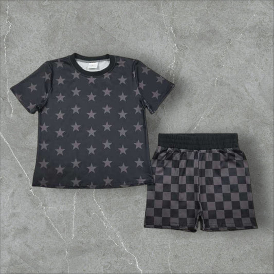 *Pre-Order* Black Stars Checker Shorts Set