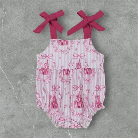 *PRE-ORDER* Pink Castle Tie Romper