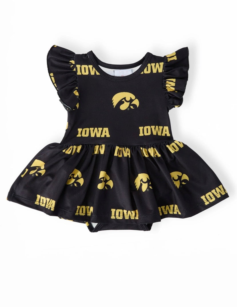 *PRE-ORDER* Iowa Black Tigerhawk S/S Flutter Twirl Bodysuit