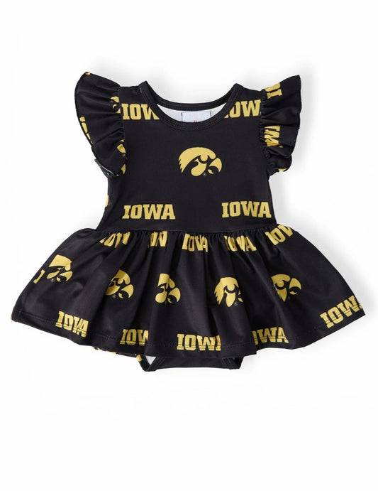 *PRE-ORDER* Iowa Black Tigerhawk S/S Flutter Twirl Bodysuit