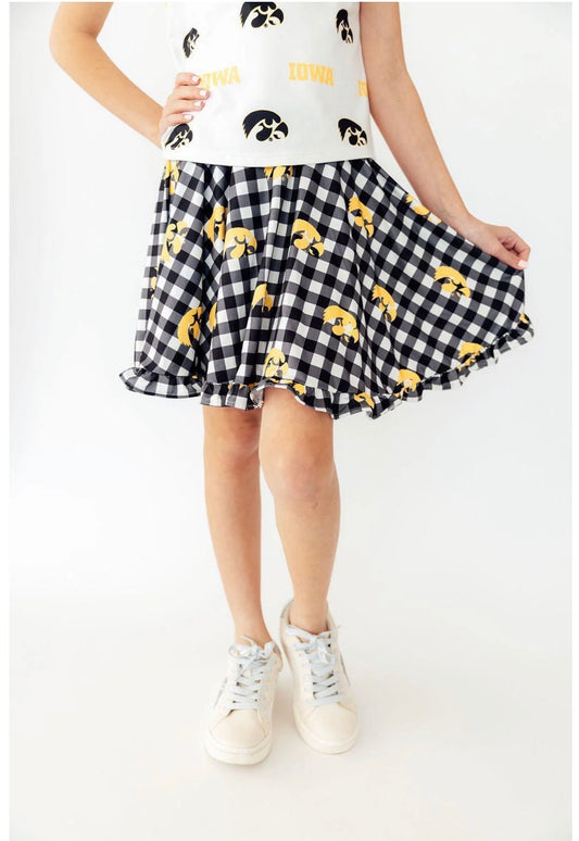 *PRE-ORDER* Iowa Plaid Tigerhawk Twirl Skort