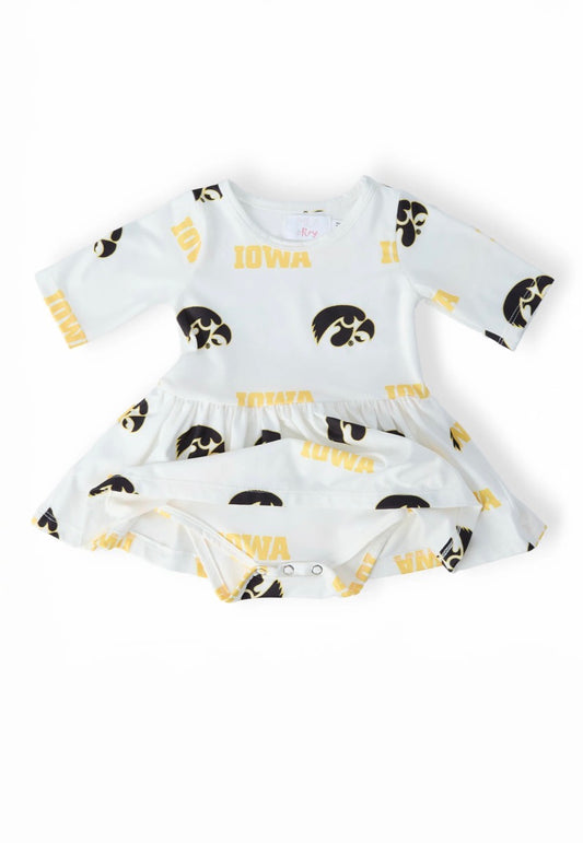 *PRE-ORDER* Iowa White Tigerhawk 3/4 Sleeve Twirl Bodysuit