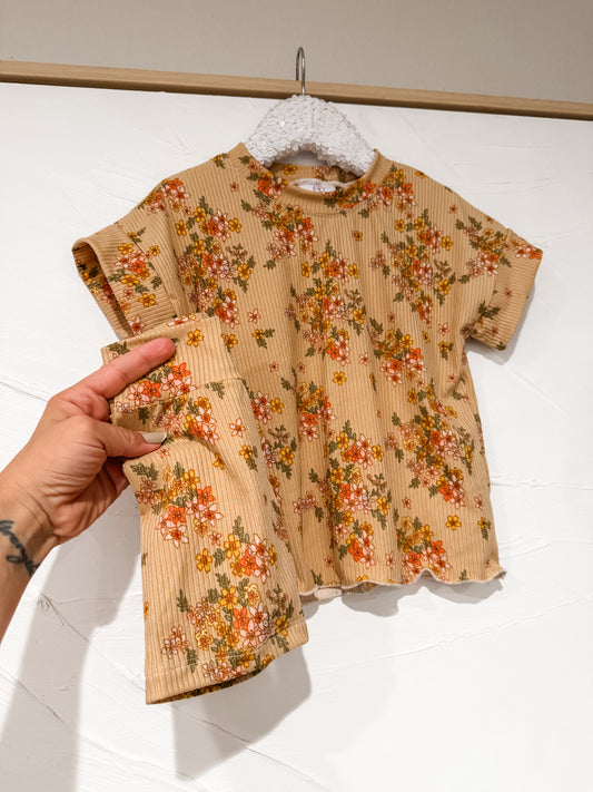 MTO - Tan Floral Lounge Set