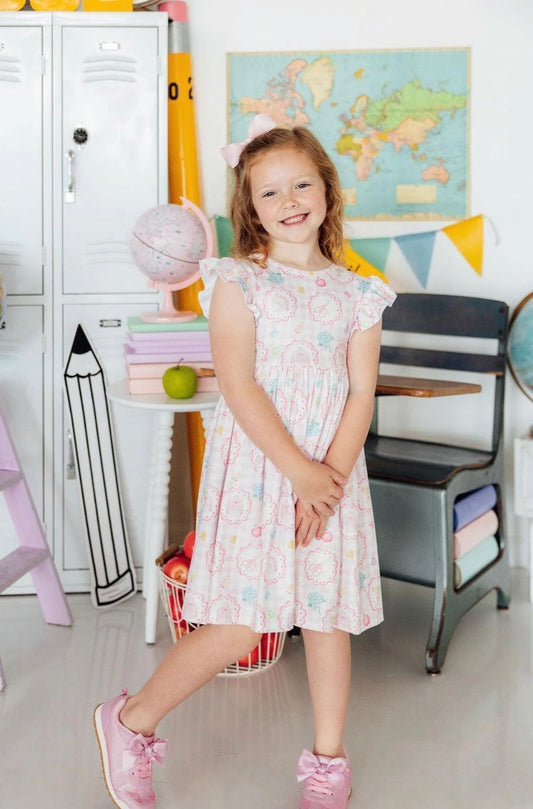 *PRE-ORDER* Apple of My Eye Flutter Sleeve Twirl Dress