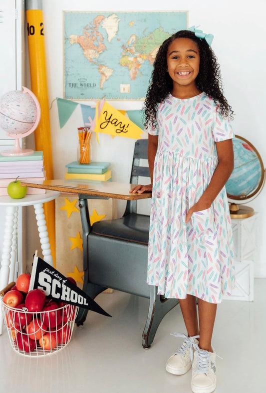 *PRE-ORDER* Color Crayons S/S Pocket Twirl Dress