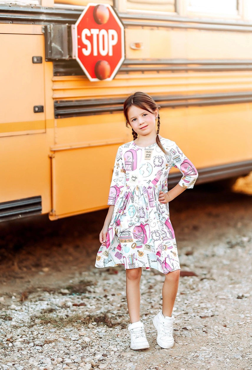 *PRE-ORDER* School is Cool 3/4 Twirl Dress
