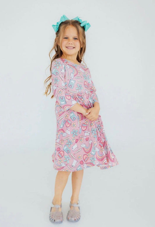 *PRE-ORDER* Dream Big Little One 3/4 Pocket Twirl Dress