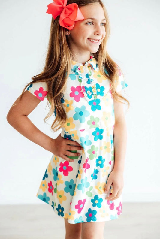 *Pre-Order* Groovy Blooms S/S Polo Dress