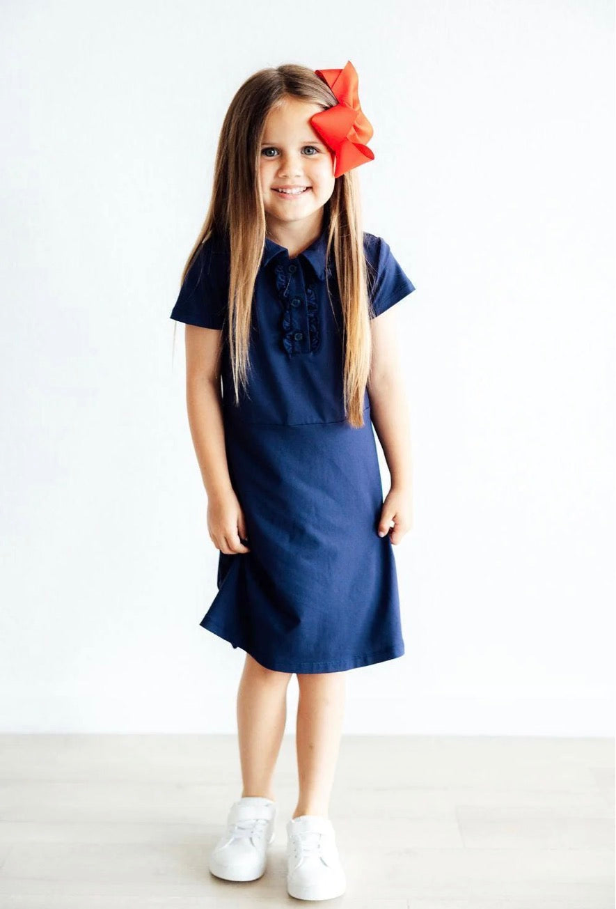 *Pre-Order* Navy S/S Polo Dress