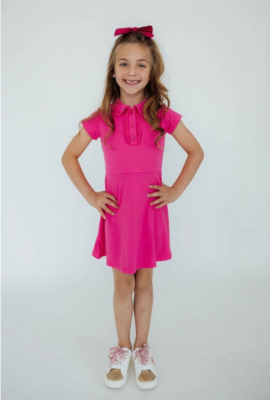 *Pre-Order* Hot Pink S/S Polo Dress