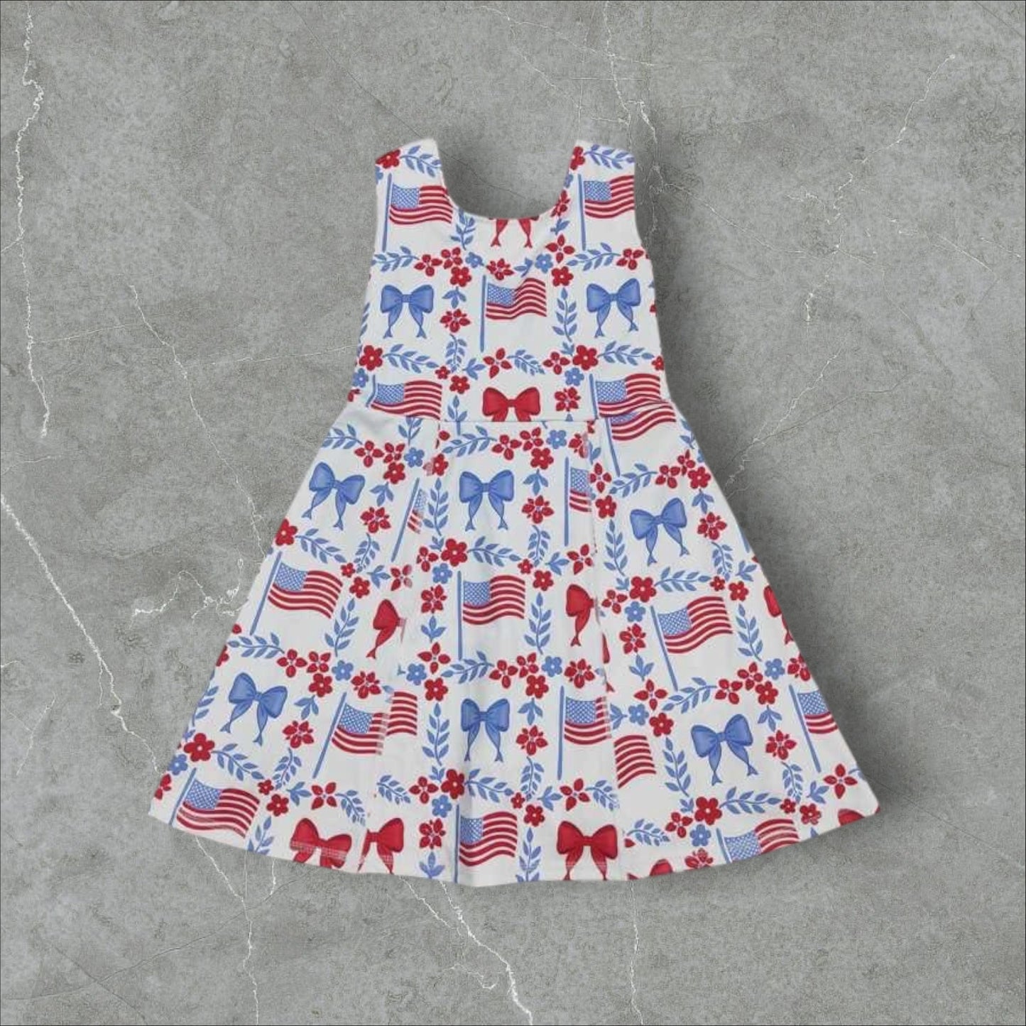 *PRE-ORDER* Patriotic Bows Twist Back Athletic Dress