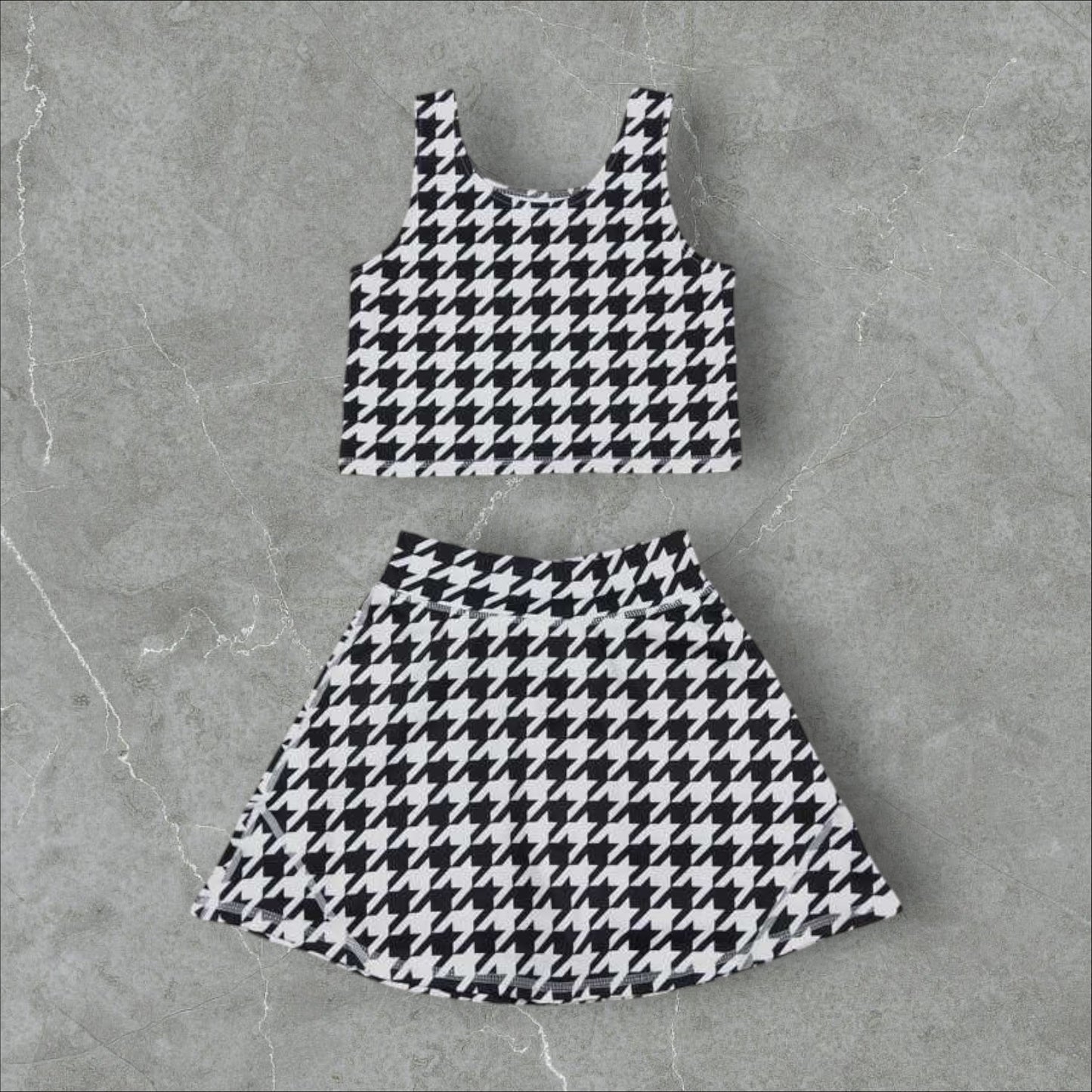 *PRE-ORDER* Black & White Athletic Crop / High Waisted Skirt Set