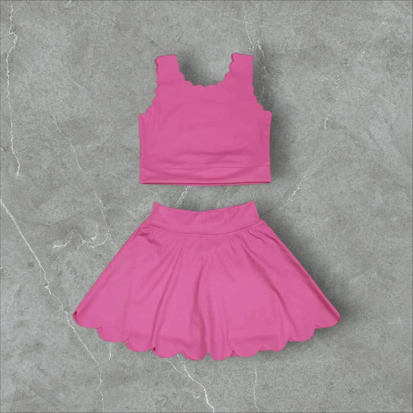 *PRE-ORDER* Dark Pink Athletic Crop / High Waisted Skirt Set