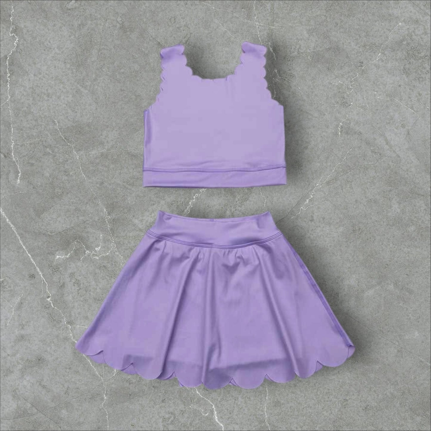*PRE-ORDER* Purple Athletic Crop / High Waisted Skirt Set