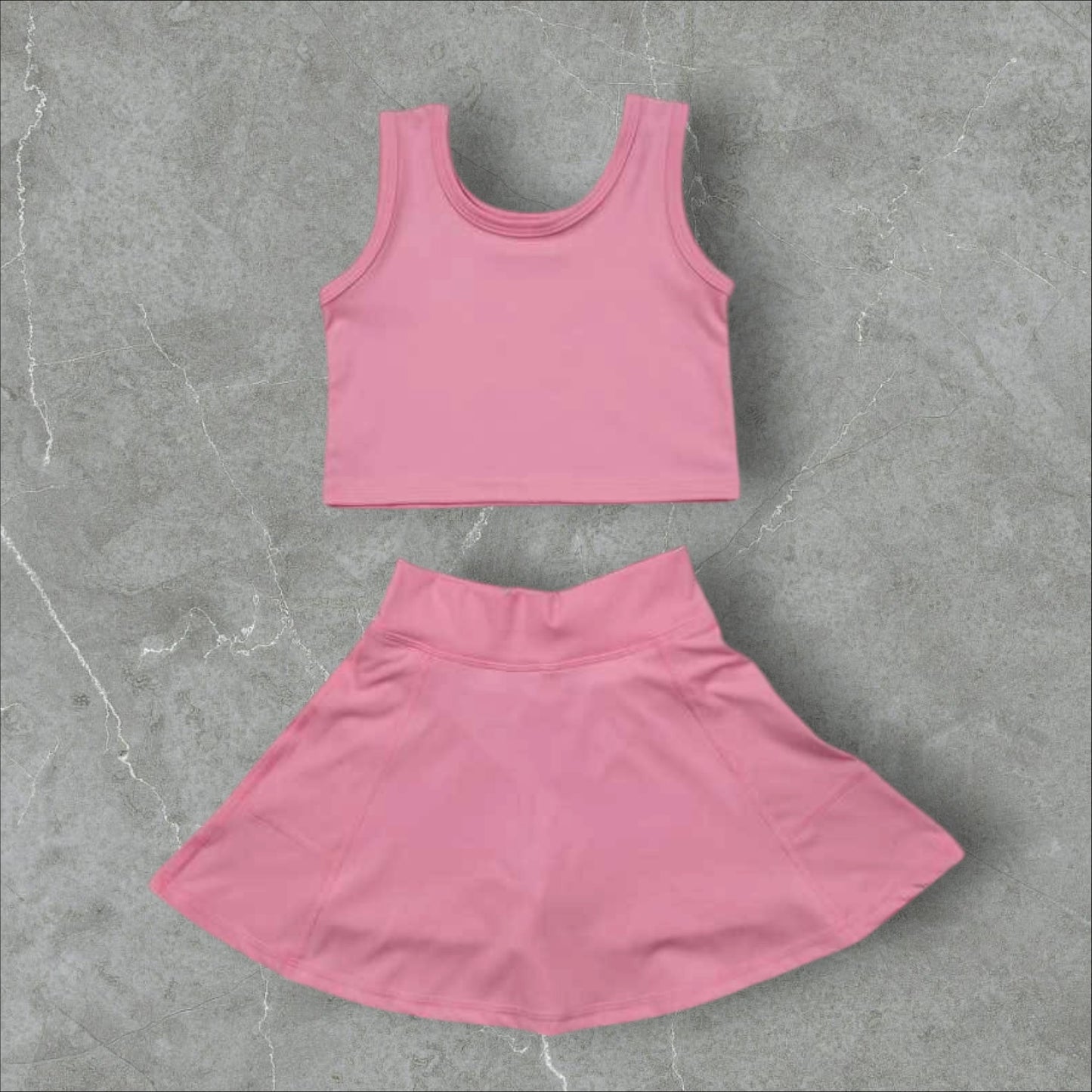 *PRE-ORDER* Light Pink Athletic Crop / High Waisted Skirt Set
