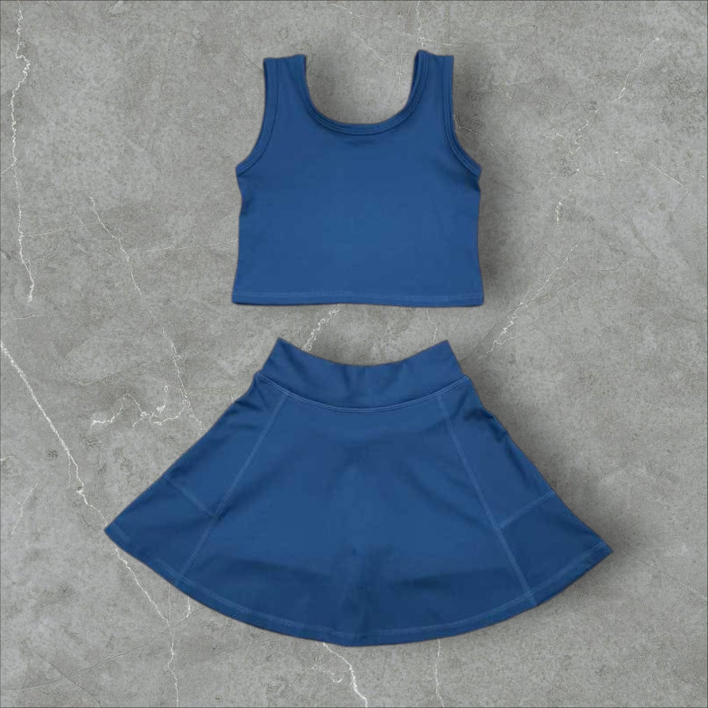 *PRE-ORDER* Blue Athletic Crop / High Waisted Skirt Set