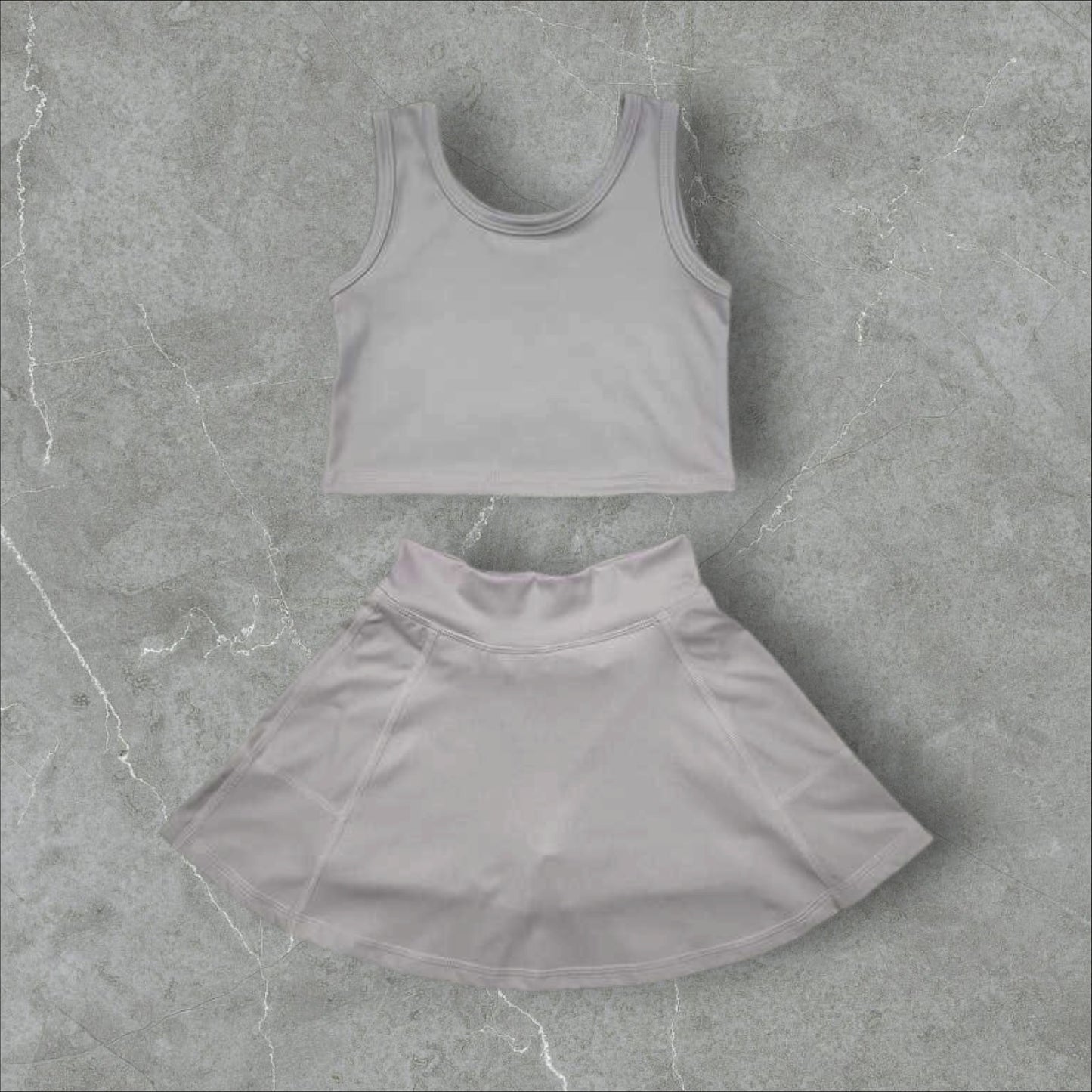 *PRE-ORDER* Grey Athletic Crop / High Waisted Skirt Set