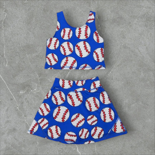 *PRE-ORDER* Baseball Athletic Crop / High Waisted Skirt Set