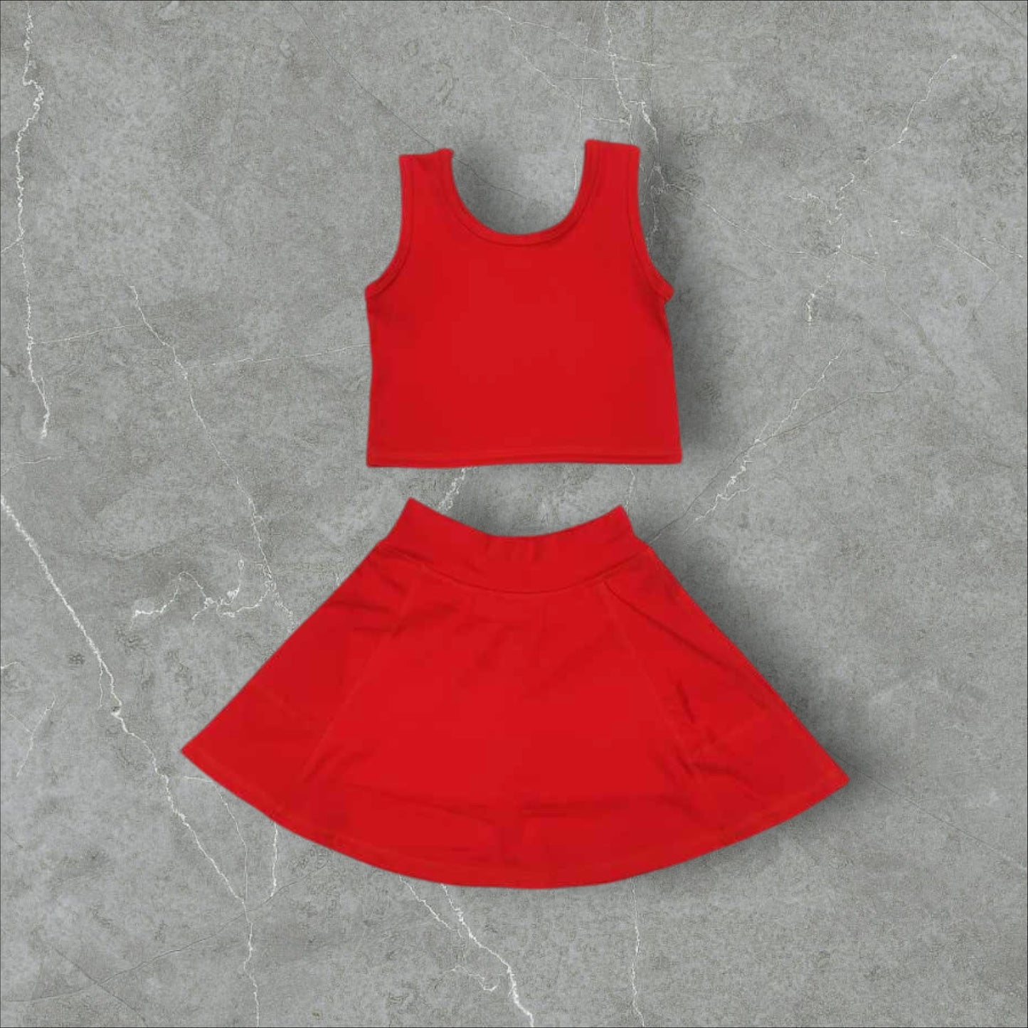 *PRE-ORDER* Red Athletic Crop / High Waisted Skirt Set