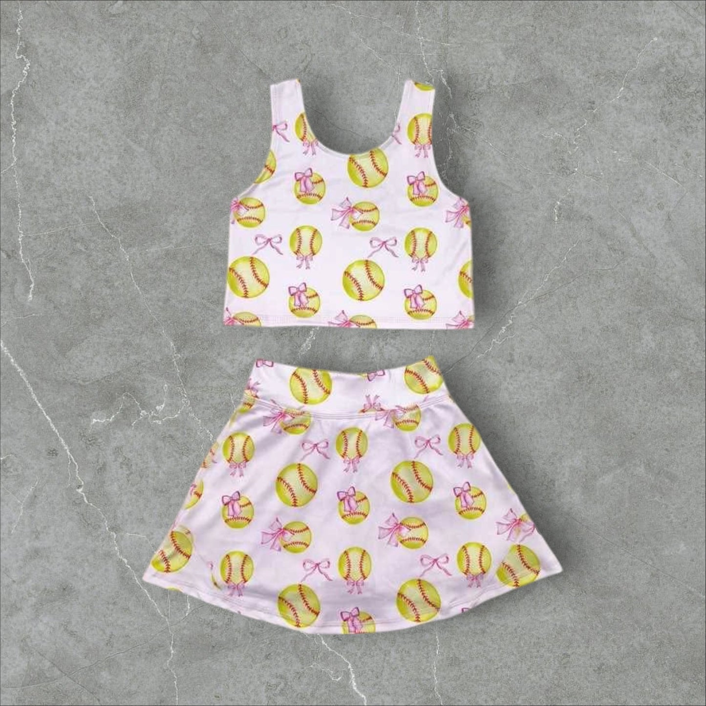*PRE-ORDER* Softball Athletic Crop / High Waisted Skirt Set