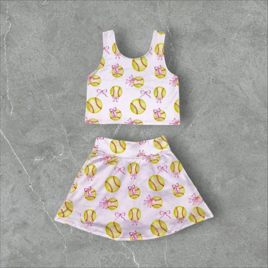 *PRE-ORDER* Softball Athletic Crop / High Waisted Skirt Set