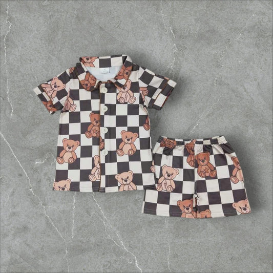 *PRE-ORDER* Checker Bears Button Up Lounge Set