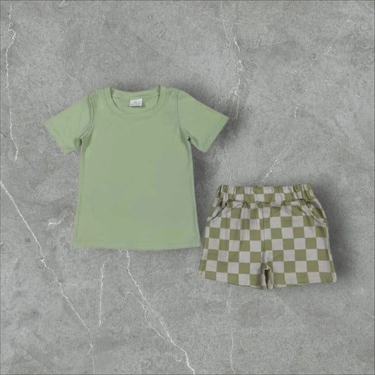 *Pre-Order* Green Checker Shorts Set