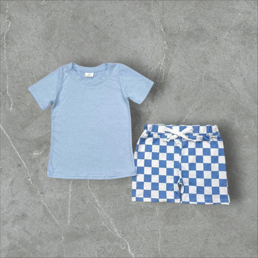 *Pre-Order* Blue Checker Shorts Set