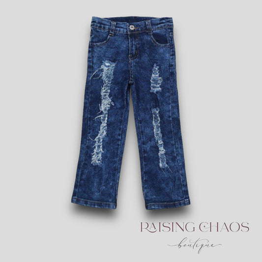 *Pre-Order* Dark Wash Distressed Relaxed Denim