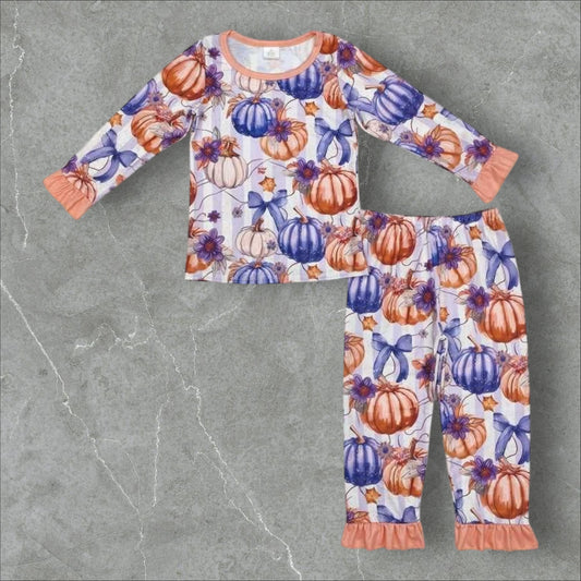 *PRE-ORDER* Halloween - Pumpkin Bows Ruffle Lounge Set