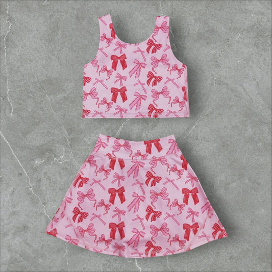 *PRE-ORDER* Pink Bows Athletic Skort Set
