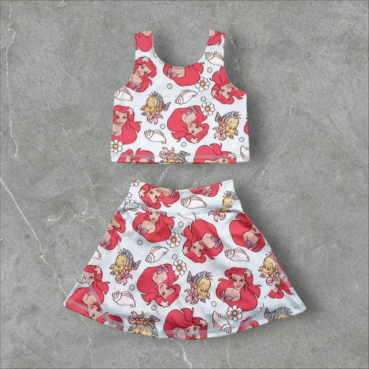 *PRE-ORDER* Mermaid Princess Athletic Skort Set
