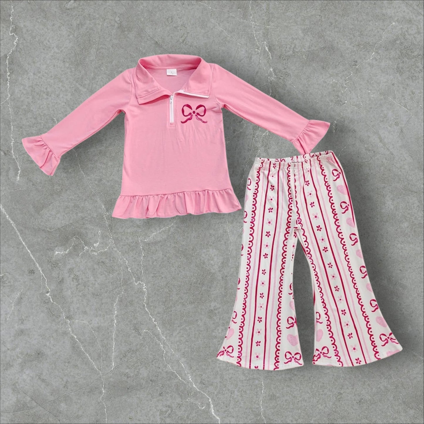 *PRE-ORDER* Quarter Zip Bow Pant Set