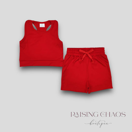 *Pre-Order* Red Athletic Racer Back Shorts Set