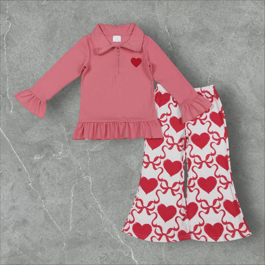 *PRE-ORDER* Valentine's Quarter Zip Flare Pants Set