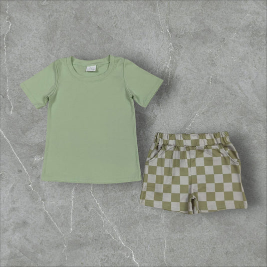 *Pre-Order* Green Check Shorts Set
