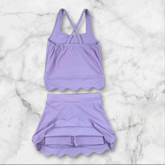 *PRE-ORDER* Purple Cross Back Athletic Skort Set