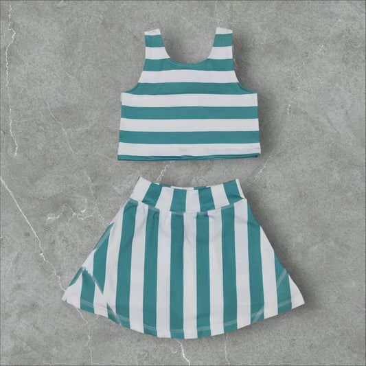 *PRE-ORDER* Blue Stripe Athletic Skort Set